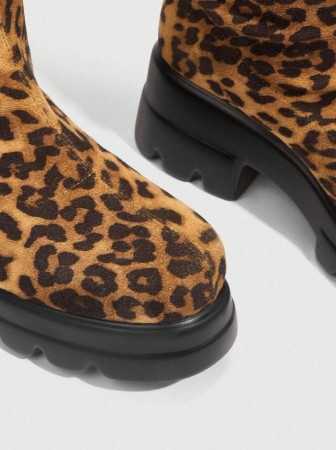 Chaussures femme cuissardes Bottes à talons compensés pour femmes à bout rond, semelle en caoutchouc en PU