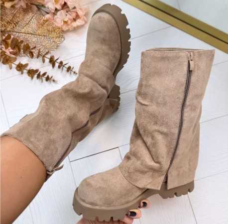 Chaussures femme bottes bottines zip taupe miss kcy boucles bicker hiver 2024