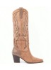 CHAUSSURES FEMME BOTTES MI HAUTES WESTERN MISS WANDA CAMEL STRASS