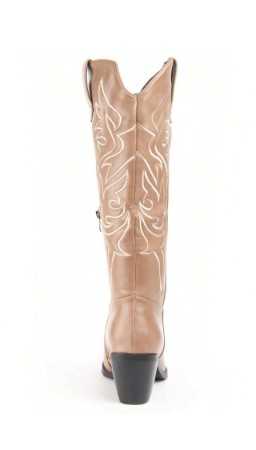 CHAUSSURES FEMME BOTTES MI HAUTES WESTERN MISS WONKA CAMEL