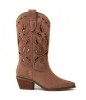 CHAUSSURES FEMME BOTTES MI HAUTES WESTERN MISS ROSETTA CAMEL