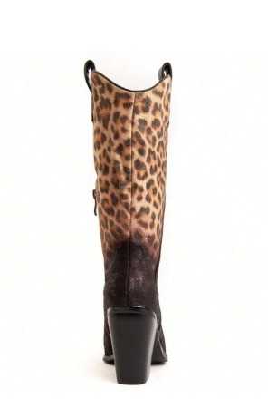 CHAUSSURES FEMME BOTTES MI HAUTES WESTERN MISS ELIZA LEOPARD