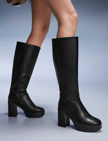 Bottes noires à talon bloc femme – Misskcy