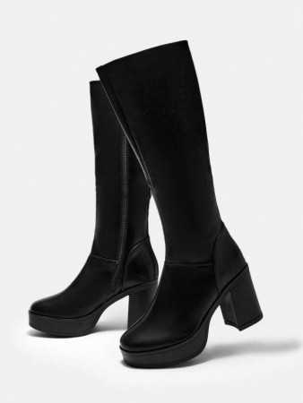 Bottes noires à talon bloc femme – Misskcy