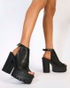 CHAUSSURES FEMME TALONS HAUTS PLATFORM SIMILI CUIR MISS MARRY NOIR