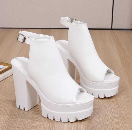 CHAUSSURES FEMME TALONS HAUTS PLATFORM SIMILI CUIR MISS MARRY BLANC