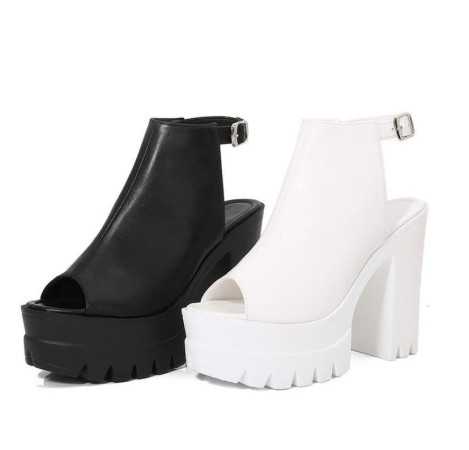 CHAUSSURES FEMME TALONS HAUTS PLATFORM SIMILI CUIR MISS MARRY BLANC