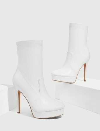 CHAUSSURES FEMME BOTTINES SIMILI CUIR PLATFORM MISS JUDITH BLANC