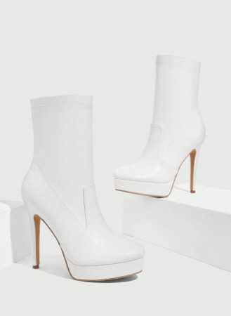 CHAUSSURES FEMME BOTTINES SIMILI CUIR PLATFORM MISS JUDITH BLANC