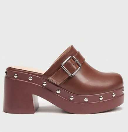 CHAUSSURES FEMME SABOT BOUCLE MARRON EN BOIS MISS PEDGE