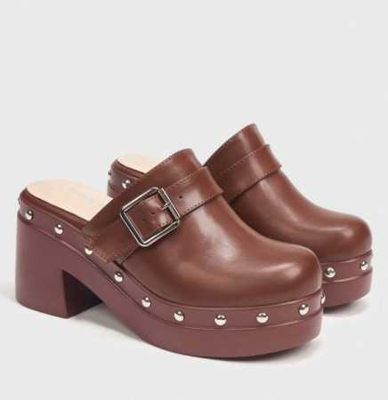 CHAUSSURES FEMME SABOT BOUCLE MARRON EN BOIS MISS PEDGE