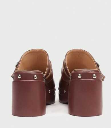 CHAUSSURES FEMME SABOT BOUCLE MARRON EN BOIS MISS PEDGE