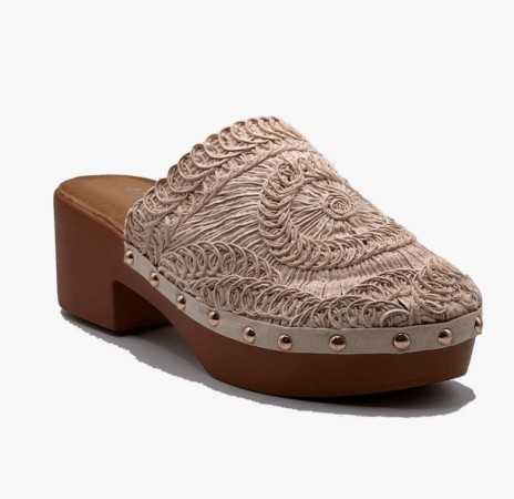 CHAUSSURES FEMME SABOT CROCHET TALON BOIS BRITTANY BEIGE