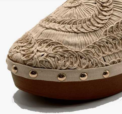 CHAUSSURES FEMME SABOT CROCHET TALON BOIS BRITTANY BEIGE