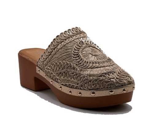 CHAUSSURES FEMME SABOT CROCHET TALON BOIS BRITTANY GOLD