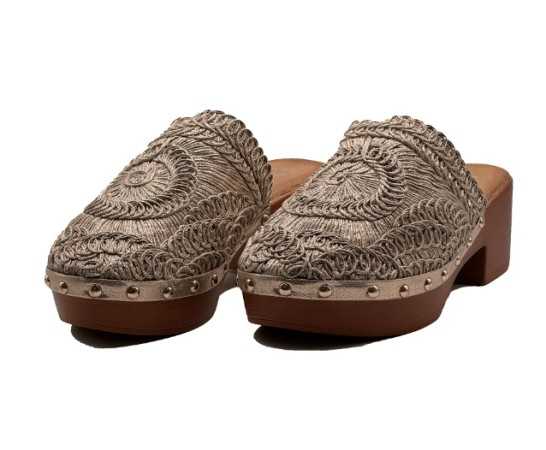 CHAUSSURES FEMME SABOT CROCHET TALON BOIS BRITTANY GOLD