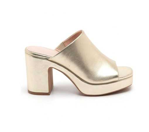 CHAUSSURES FEMME MULES TALONS HAUTS PLATFORM GOLD MISS DIANA