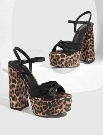 CHAUSSURES FEMME TALON PLATFORM NOIR LEOPARD MISS ROBBIE