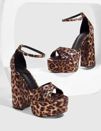 CHAUSSURES FEMME TALON PLATFORM NOIR LEOPARD MISS RONA