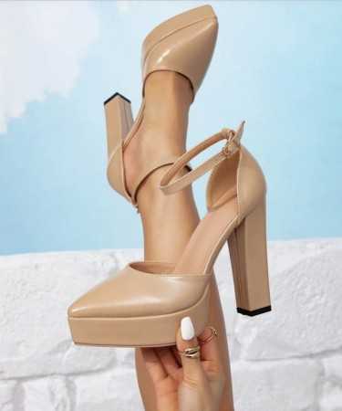 CHAUSSURES FEMME ESCARPINS TALONS HAUTS PLATFORM SOIREE MARIAGE MISS TANIA BEIGE