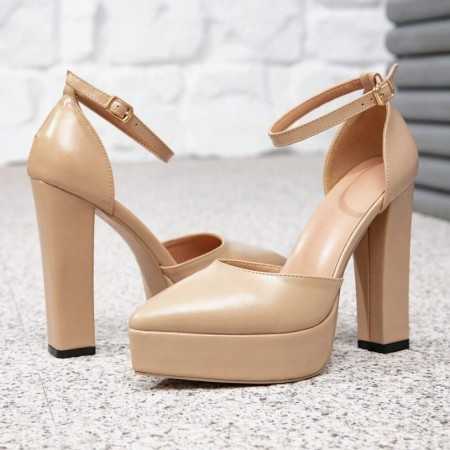 CHAUSSURES FEMME ESCARPINS TALONS HAUTS PLATFORM SOIREE MARIAGE MISS TANIA BEIGE