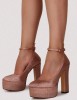 CHAUSSURES FEMME ESCARPINS TALONS HAUTS PLATFORM SIMILI CUIR SOIREE MARIAGE MISS MEGANE CHAMPAGNE ROSE GOLD STRASS