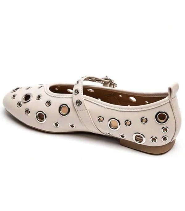 CHAUSSURES FEMME BALLERINE RIVETS MISS NATHALIE BEIGE