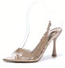 CHAUSSURES FEMME ESCARPINS TRANSPARANTS SLINGBACK STRASS CHAMP SOIREE MARIAGE MISS MACY