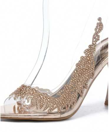 CHAUSSURES FEMME ESCARPINS TRANSPARANTS SLINGBACK STRASS CHAMP SOIREE MARIAGE MISS MACY