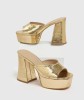 CHAUSSURES FEMME MULES TALONS HAUTS PLATFORM SIMILI CUIR SOIREE MARIAGE MISS MICHELLE GOLD