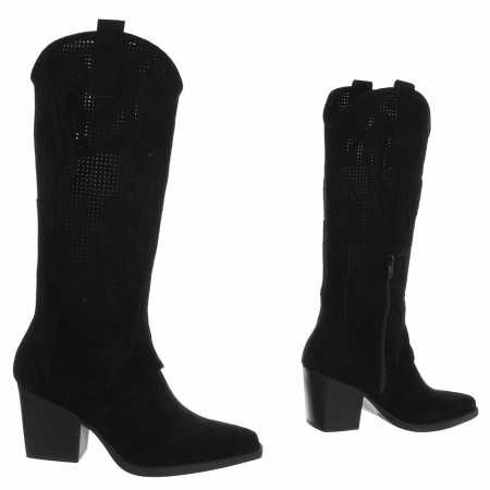 CHAUSSURES FEMME BOTTES WESTERN SUEDINE MISS CAROLINE NOIR