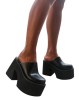 SABOT MULES A TALON PLATFORM COMPENSSE SIMILI CUIR NOIR MISS SHAY