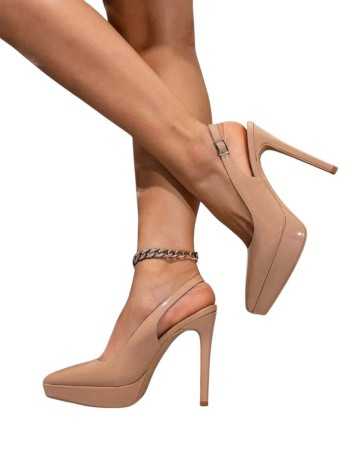 CHAUSSURES FEMME ESCARPINS TALON PLATFORM CLASSY CHIC MISS REVA NUDE BEIGE VERNIS