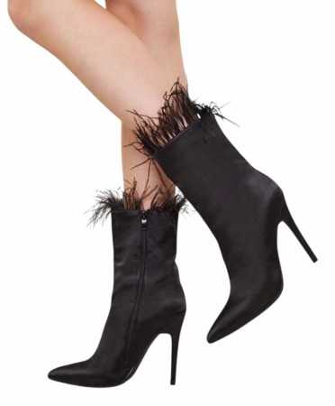 CHAUSSURES FEMME BOTTINES A TALON PLUME CONFORT ET ELEGANCE MISS FLUFFY NOIR