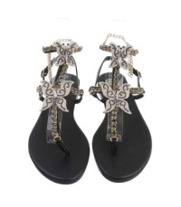 SANDALES PLATES MISS BUTTERFLY NOIR