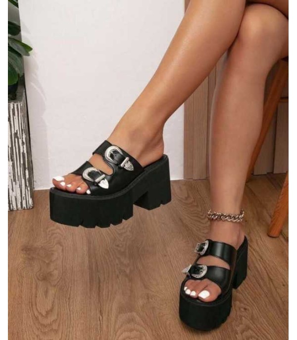 SANDALES A PLATFORM BOUCLE MISS STELLA NOIR