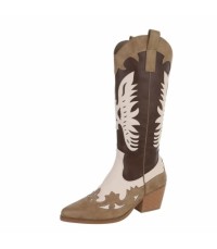 BOTTES HAUTES WESTERN MISS CAMELIA BI COLOR TAUPE CHOCO