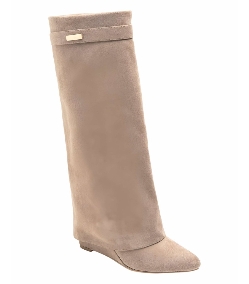 BOTTES MI HAUTES EN SUEDINE BEIGE MISS KARINE