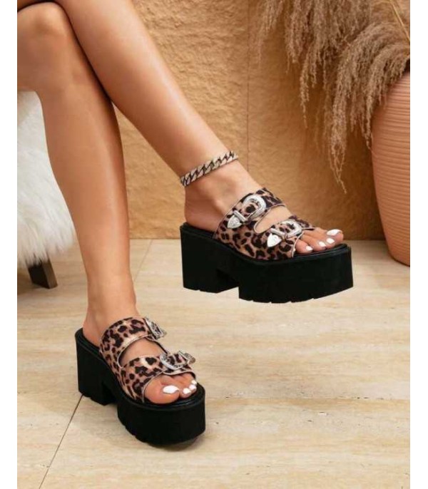 SANDALES A PLATFORM BOUCLE MISS STELLA LEOPARD