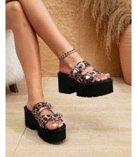 SANDALES A PLATFORM BOUCLE MISS STELLA LEOPARD