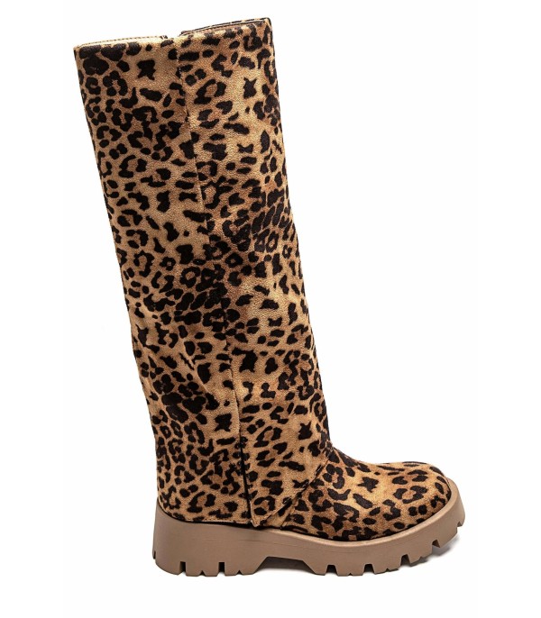 CHAUSSURES FEMME BOTTES HAUTES RECOUVERT LEOPARD MISS BILLIE