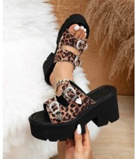 SANDALES A PLATFORM BOUCLE MISS STELLA LEOPARD