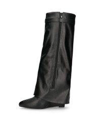 CHAUSSURES FEMME BOTTES HAUTES MISS CLARA SIMILI CUIR NOIR