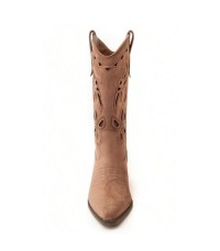 CHAUSSURES FEMME BOTTES MI HAUTES WESTERN MISS ROSETTA CAMEL
