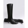 CHAUSSURES FEMME BOTTES MI HAUTES PETITS TALONS MISS LORETTA SIMILI CUIR NOIR