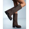 CHAUSSURES BOTTES HAUTES TALON BOUCLE AJUSTABLE MISS COCO MARRON