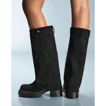CHAUSSURES FEMME BOTTES MI HAUTES SUEDINE MISS CARRY NOIR