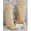 CHAUSSURES FEMME BOTTES HAUTES MISS CLARA SIMILI CUIR BEIGE