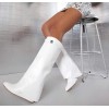 CHAUSSURES FEMME BOTTES HAUTES MISS CLARA SIMILI CUIR BLANC