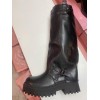 CHAUSSURES FEMME BOTTES HAUTES BICKER SIMILI CUIR NOIR BOUCLES MISS MARJO PROMO
